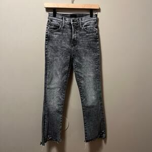 Mother The Insider Crop Step Fray Jeans Train Stops Black Size 24‎